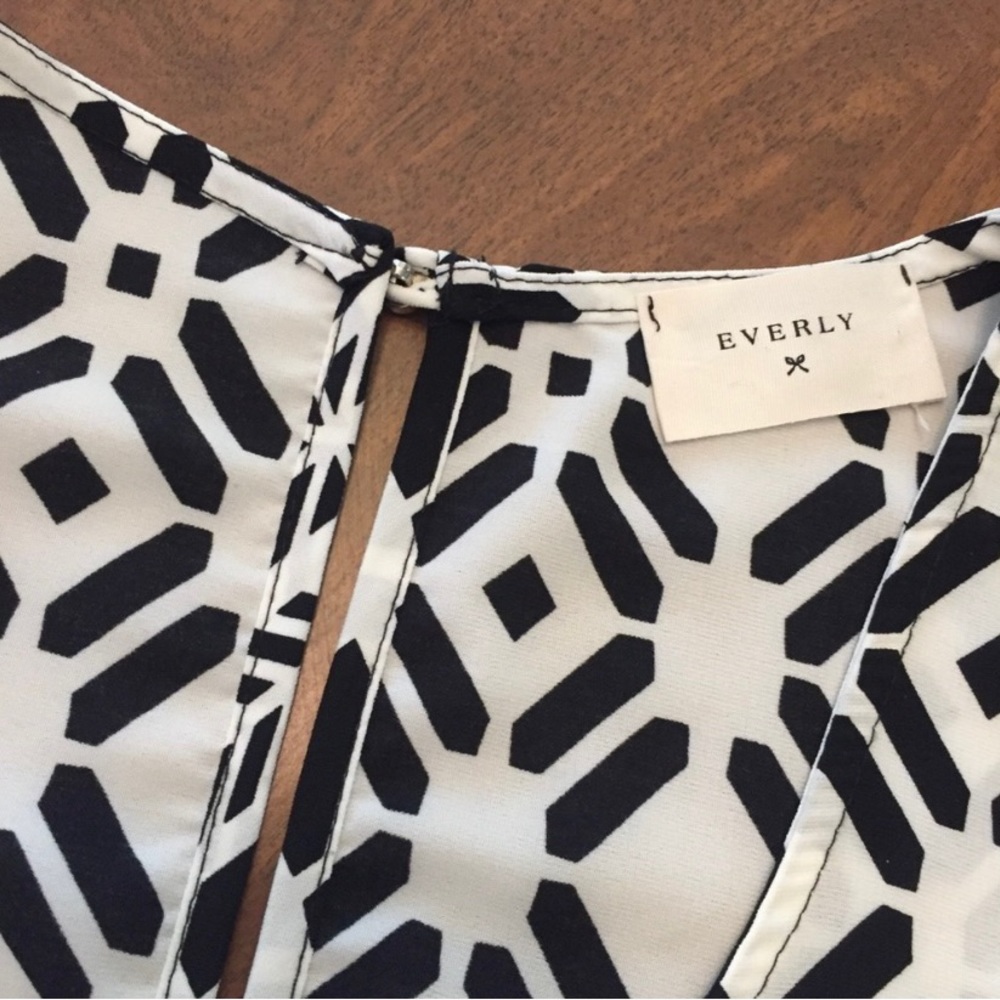 Anthropologie Everly Black and White Geometric Tank Top Blouse - Picture 3 of 7